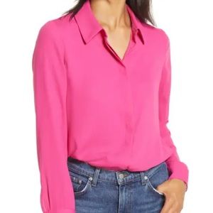 Halogen Hidden Button Long Sleeve Blouse